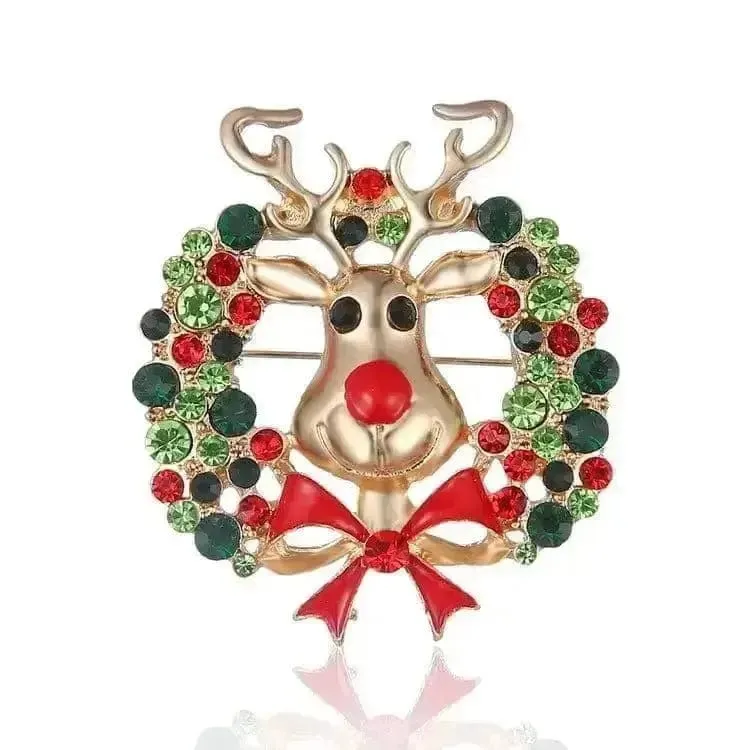 🌟 Fashion Diamond Bow Tie Wreath Brooch - Holiday Glamour Unleashed 🌟