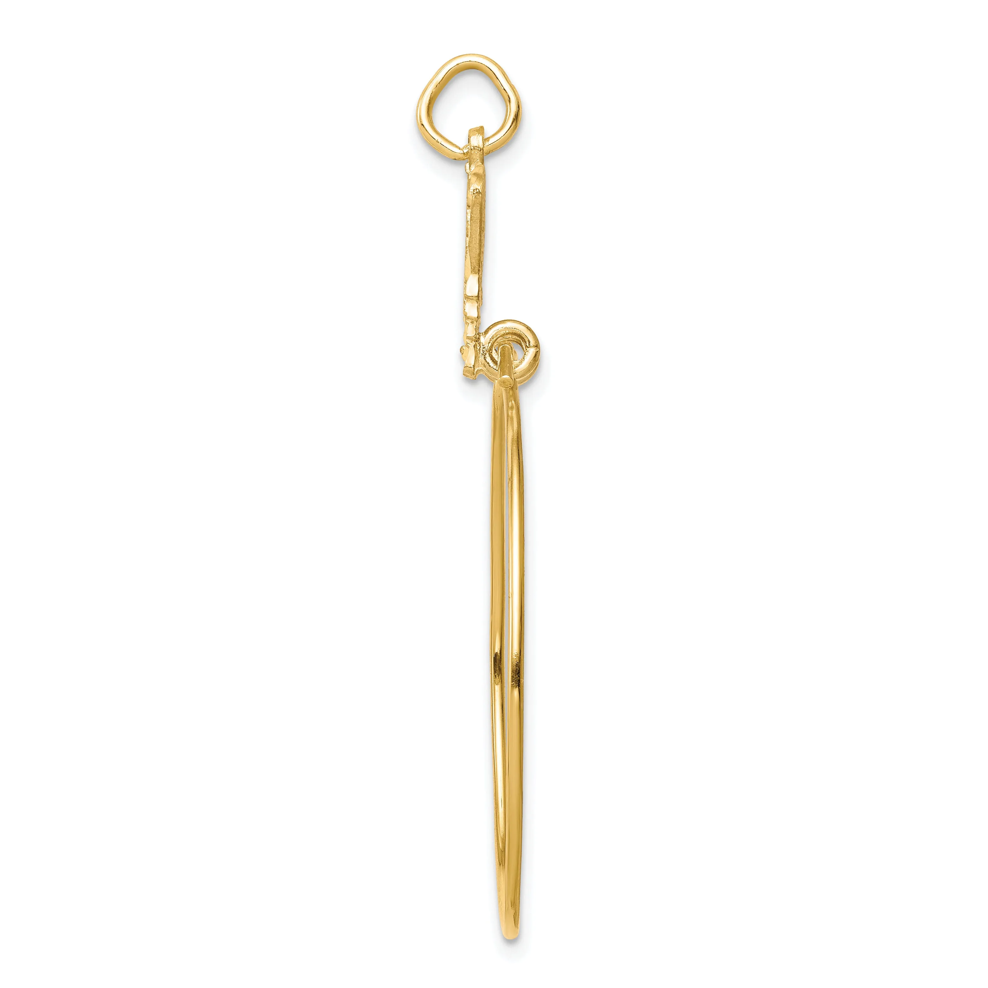 10K Yellow Gold Filigree Butterfly Charm Holder with Polished Finish
