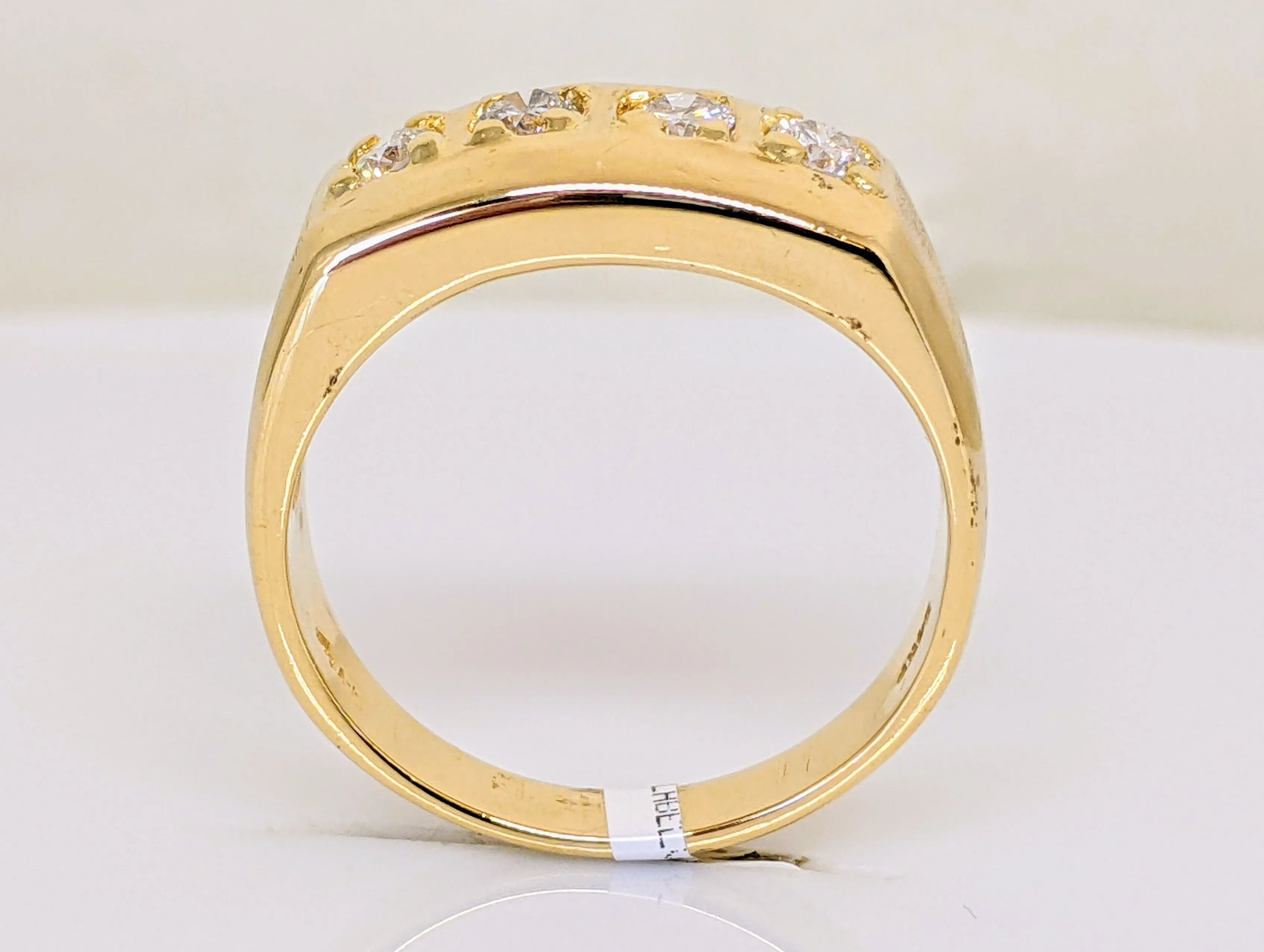 14K .48 CARAT TOTAL WEIGHT DIAMOND ROUND (4) PRONG SET ESTATE BAND 7.6 GRAMS