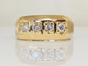 14K .48 CARAT TOTAL WEIGHT DIAMOND ROUND (4) PRONG SET ESTATE BAND 7.6 GRAMS