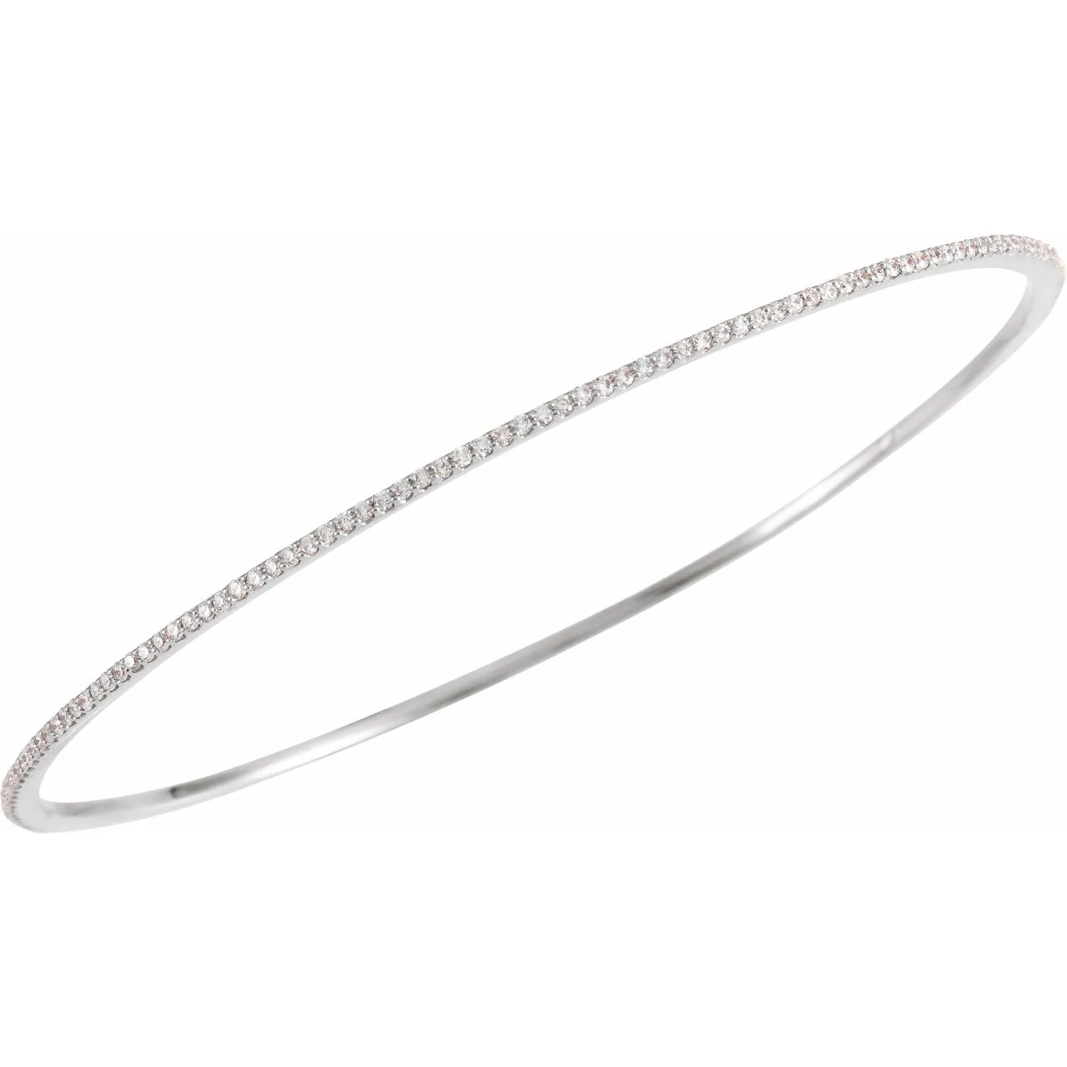 14k Gold 1 CTW Lab-Grown Diamond Stackable Bangle Bracelet 8"