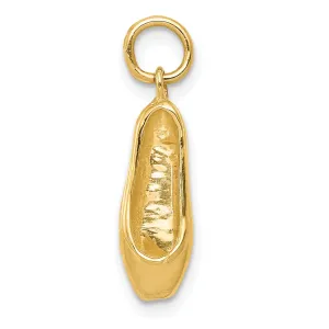 14K Gold 3D Ballet Slipper Pendant with Polished Finish Elegant Charm