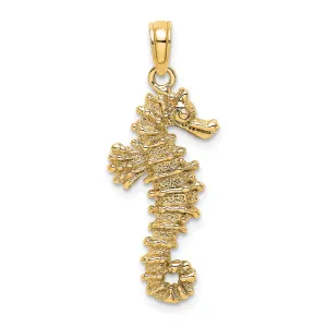 14K Gold 3D Seahorse Pendant with Polished Textured Finish  Sophia Jewelers