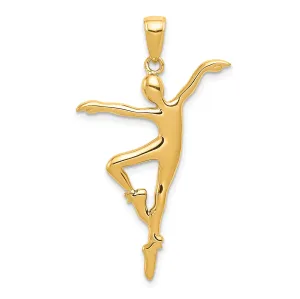 14K Gold Ballet Dancer Pendant with Polished Finish Elegant Charm