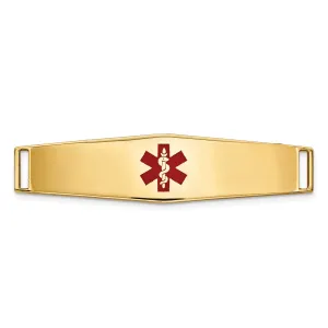 14K Gold Engravable Medical ID Bracelet with Red Enamel Design
