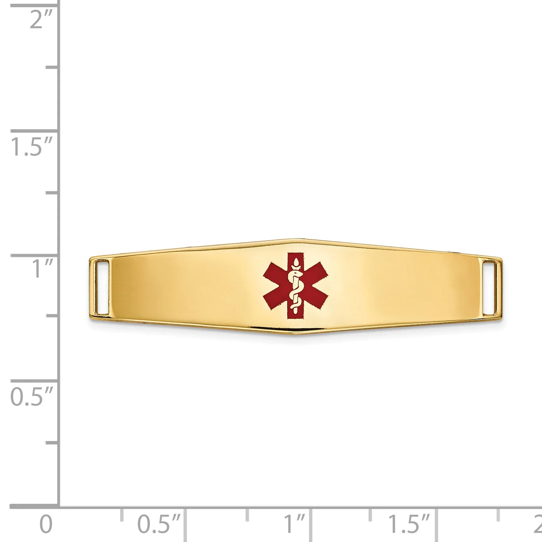 14K Gold Engravable Medical ID Bracelet with Red Enamel Design