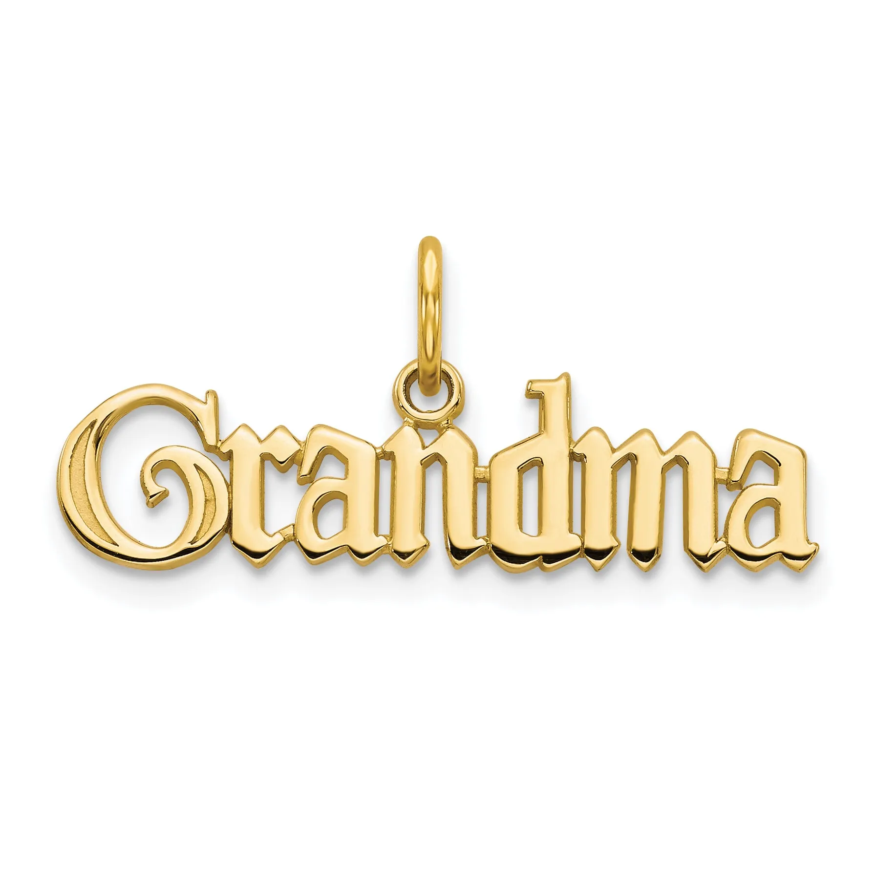 14K Gold Grandma Charm Pendant with Flat Back Elegant & Gift Ready