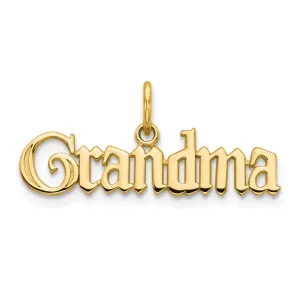 14K Gold Grandma Charm Pendant with Flat Back Elegant & Gift Ready