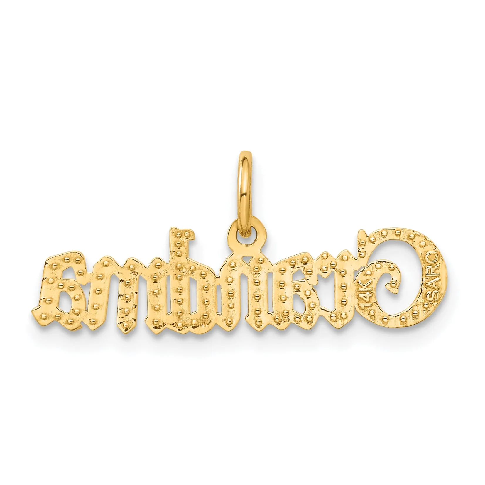 14K Gold Grandma Charm Pendant with Flat Back Elegant & Gift Ready