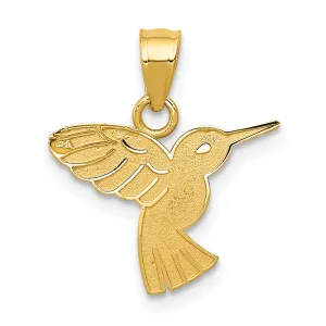 14K Gold Hummingbird Pendant with Polished Textured Design