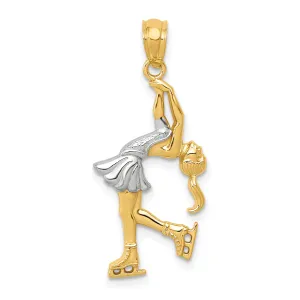 14K Gold Ice Skater Pendant with Rhodium Accent Polished Finish