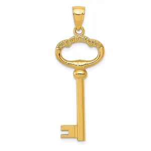 14K Gold Key to My Heart Charm with Polished 3D Design