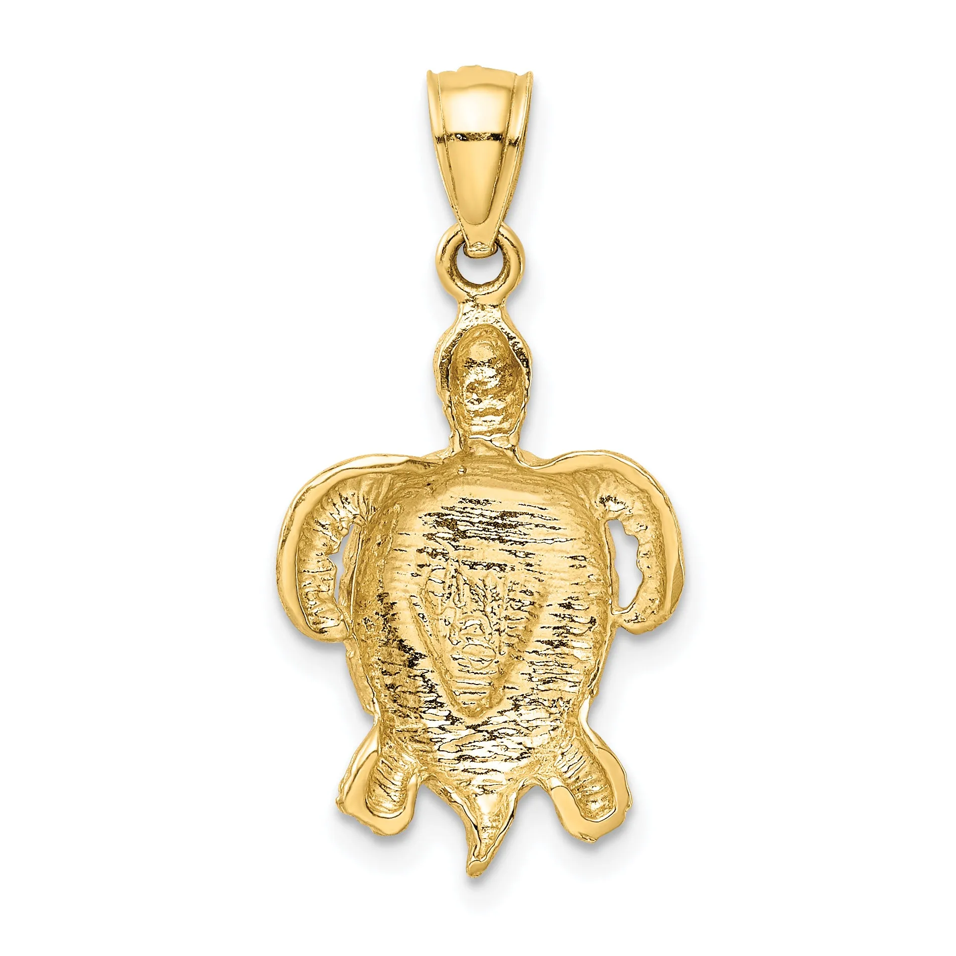 14K Gold Polished Blue Opal Turtle Pendant  Elegant, Lab-Created Gem