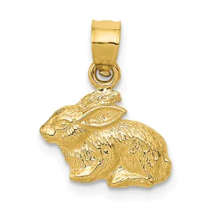 14K Gold Polished Rabbit Pendant with Textured Design by Sophia Jewelers