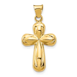 14K Gold Polished Reversible Cross Pendant with 3D Design
