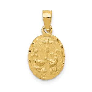 14K Gold Satin Diamond-Cut Baptism Pendant  Elegant, Polished Finish