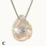 14k Gold Sea Shell Mother of Diamond Necklace
