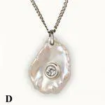 14k Gold Sea Shell Mother of Diamond Necklace