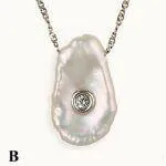 14k Gold Sea Shell Mother of Diamond Necklace