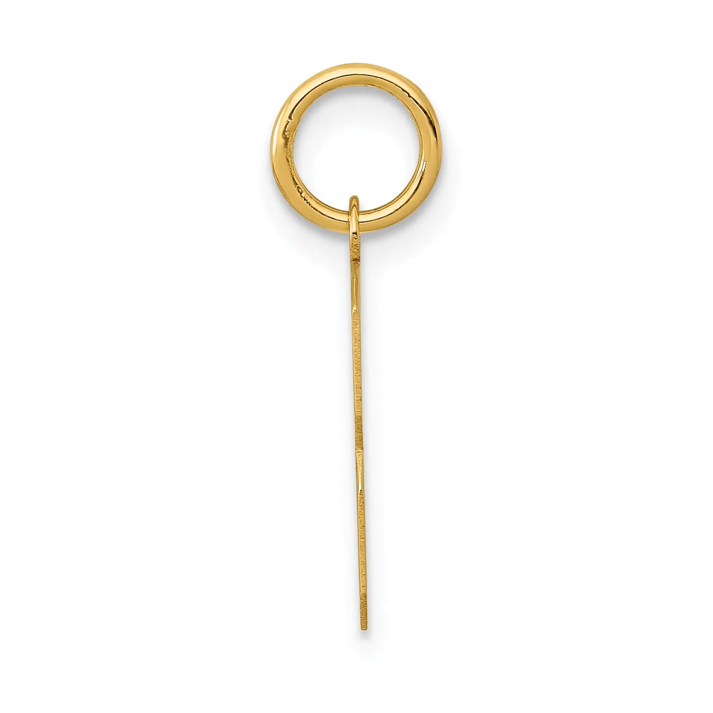 14K Gold Small Polished Number 3 Charm Laser-Cut Adjustable Pendant
