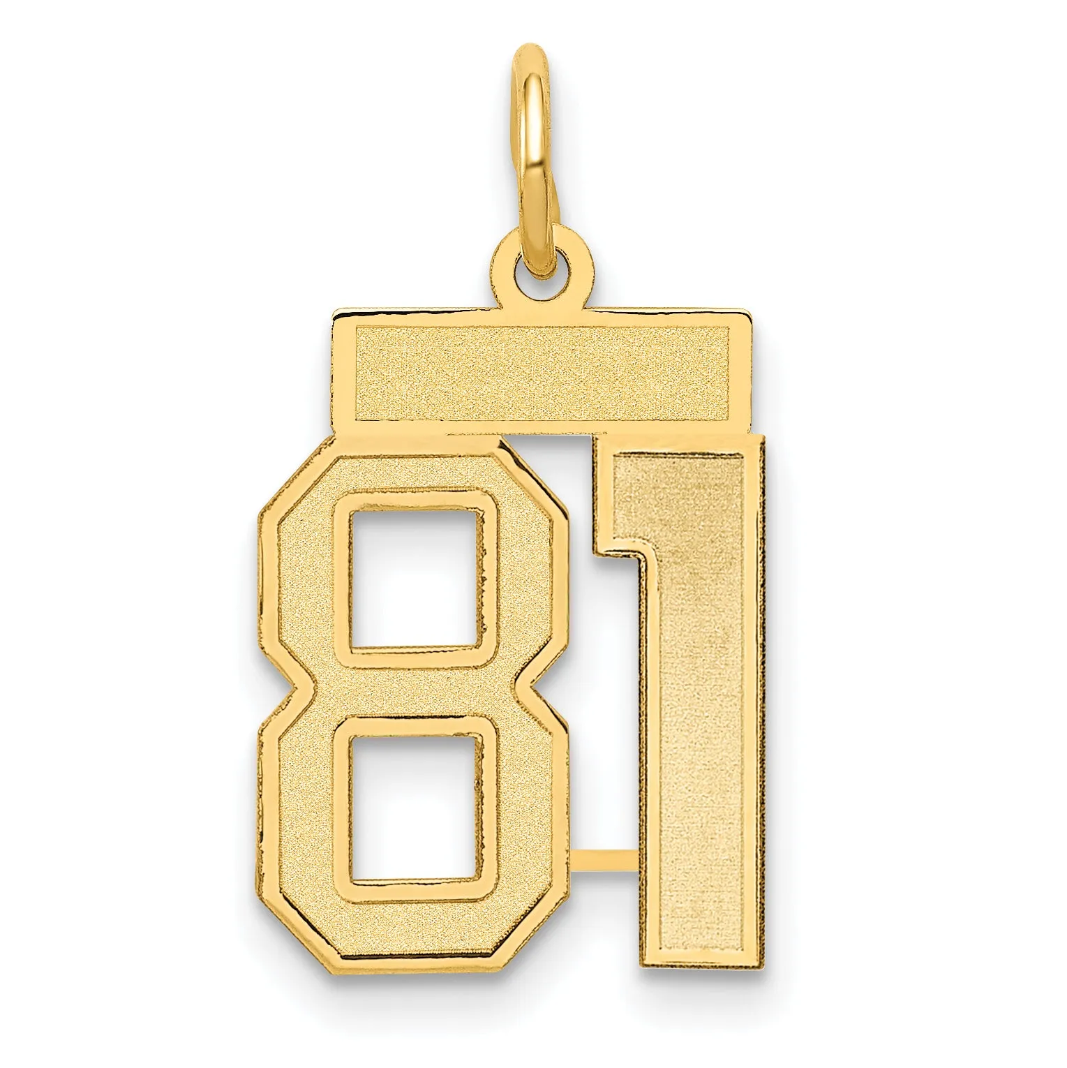 14K Gold Small Satin Number 81 Charm with Brushed Finish