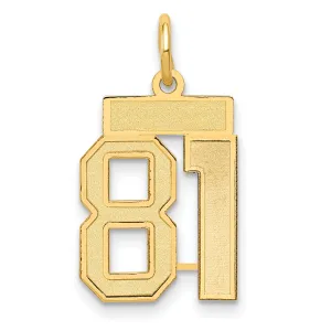 14K Gold Small Satin Number 81 Charm with Brushed Finish