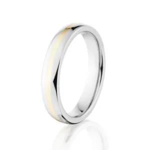 14k Inlay Half Round Style w/Polish Finish, Cobalt Chrome Ring