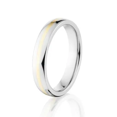 14k Inlay Half Round Style w/Polish Finish, Cobalt Chrome Ring