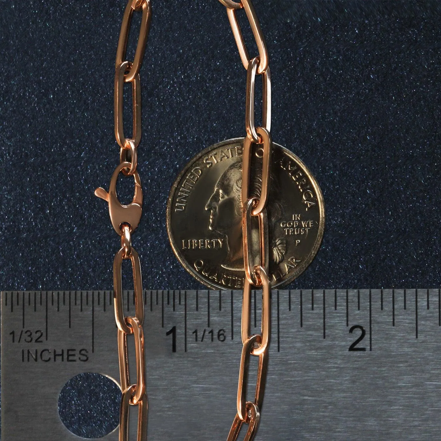 14K Rose Gold Bold Paperclip Chain Bracelet