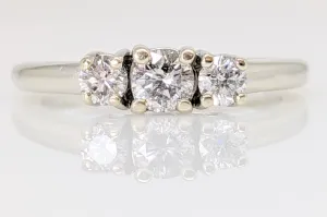 14K WHITE .47 CARAT TOTAL WEIGHT I1 I DIAMOND ROUND (3) TRINITY ESTATE RING 3.3 GRAMS