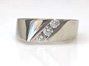 14K WHITE .54 CARAT TOTAL WEIGHT SI2 I DIAMOND ROUND (3) CHANNEL SET ESTATE BAND 16.4 GRAMS