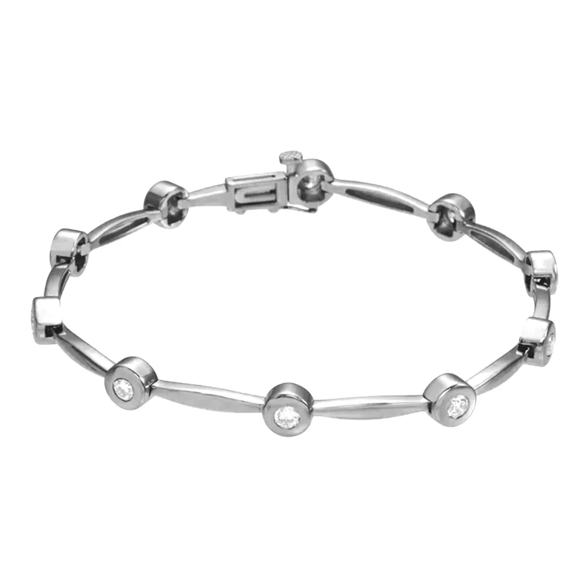 14k White Gold 1 CTW Lab-Grown Diamond Line Bracelet 7.5"