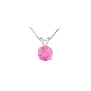 14K White Gold Prong Set Natural Pink Sapphire Solitaire Pendant 0.50 CT TGW