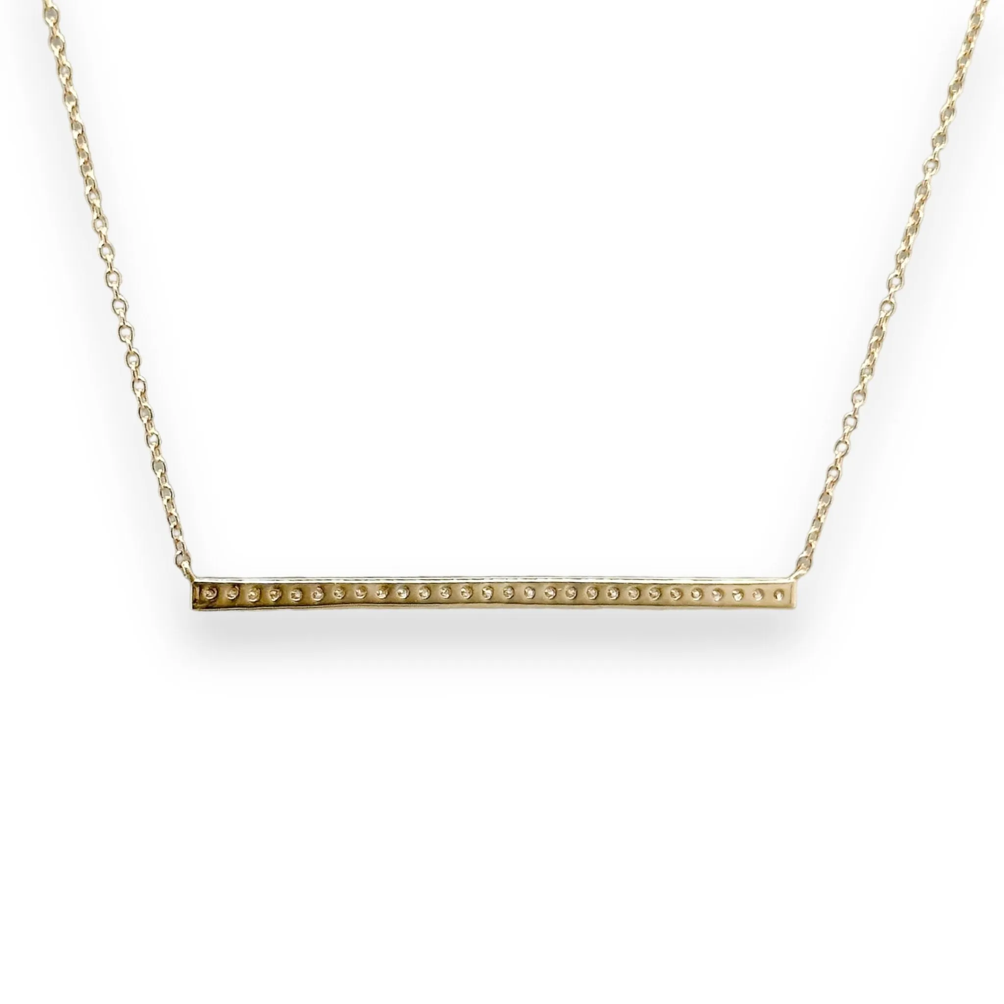 14K Y Gold 0.22cttw 38mm Diamond Bar Necklace