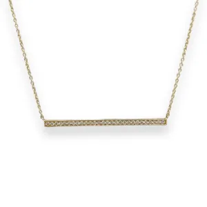 14K Y Gold 0.22cttw 38mm Diamond Bar Necklace