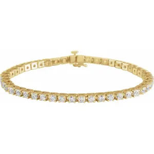 14k Yellow Gold 5 CTW Lab-Grown Diamond Line Bracelet 7.25"
