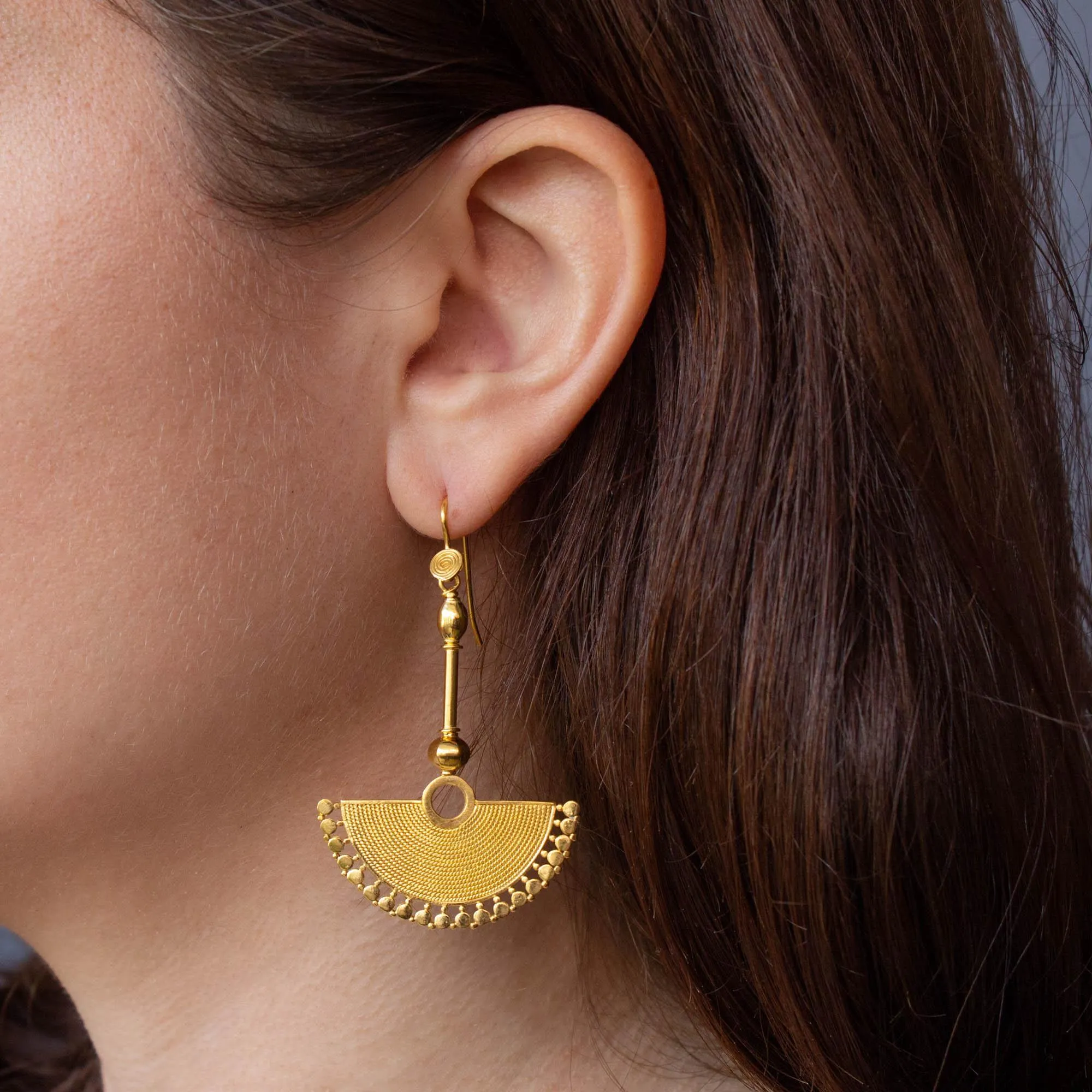 18ct Gold Vermeil Wirework Fan Earrings