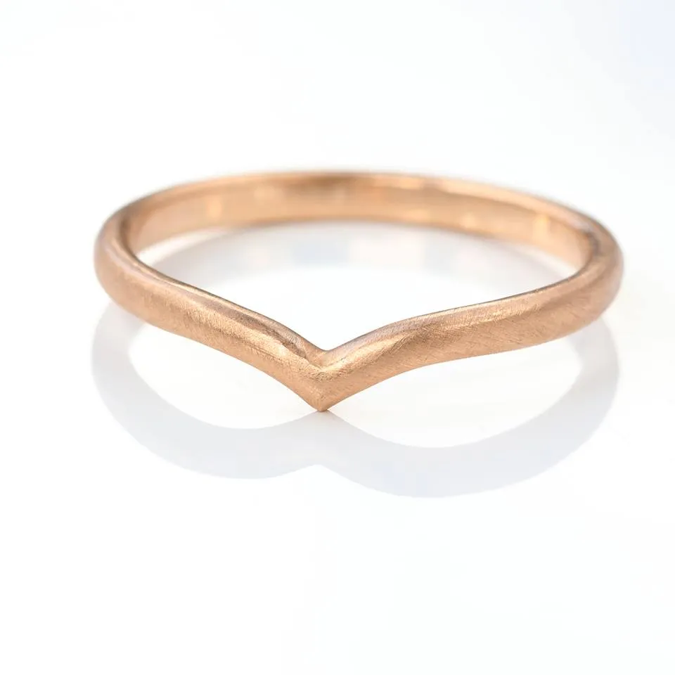 18ct Rose Gold Plain Wishbone Wedding Ring