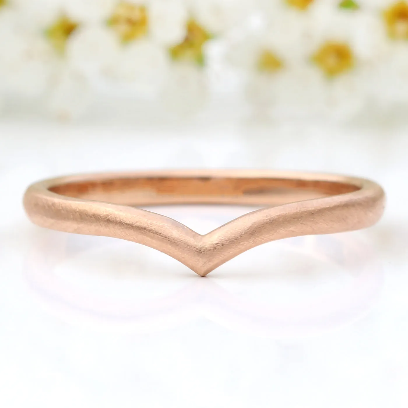 18ct Rose Gold Plain Wishbone Wedding Ring
