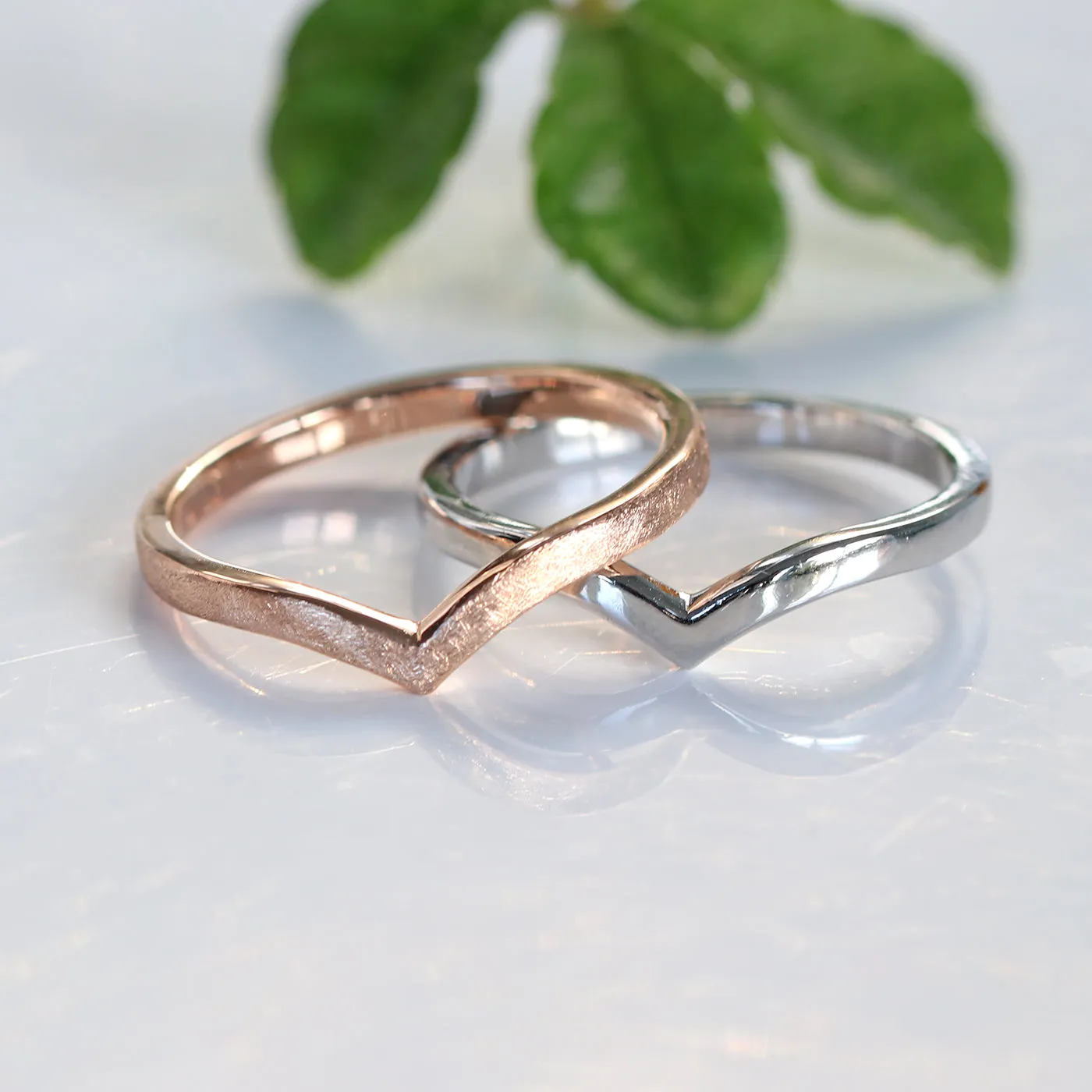 18ct Rose Gold Plain Wishbone Wedding Ring