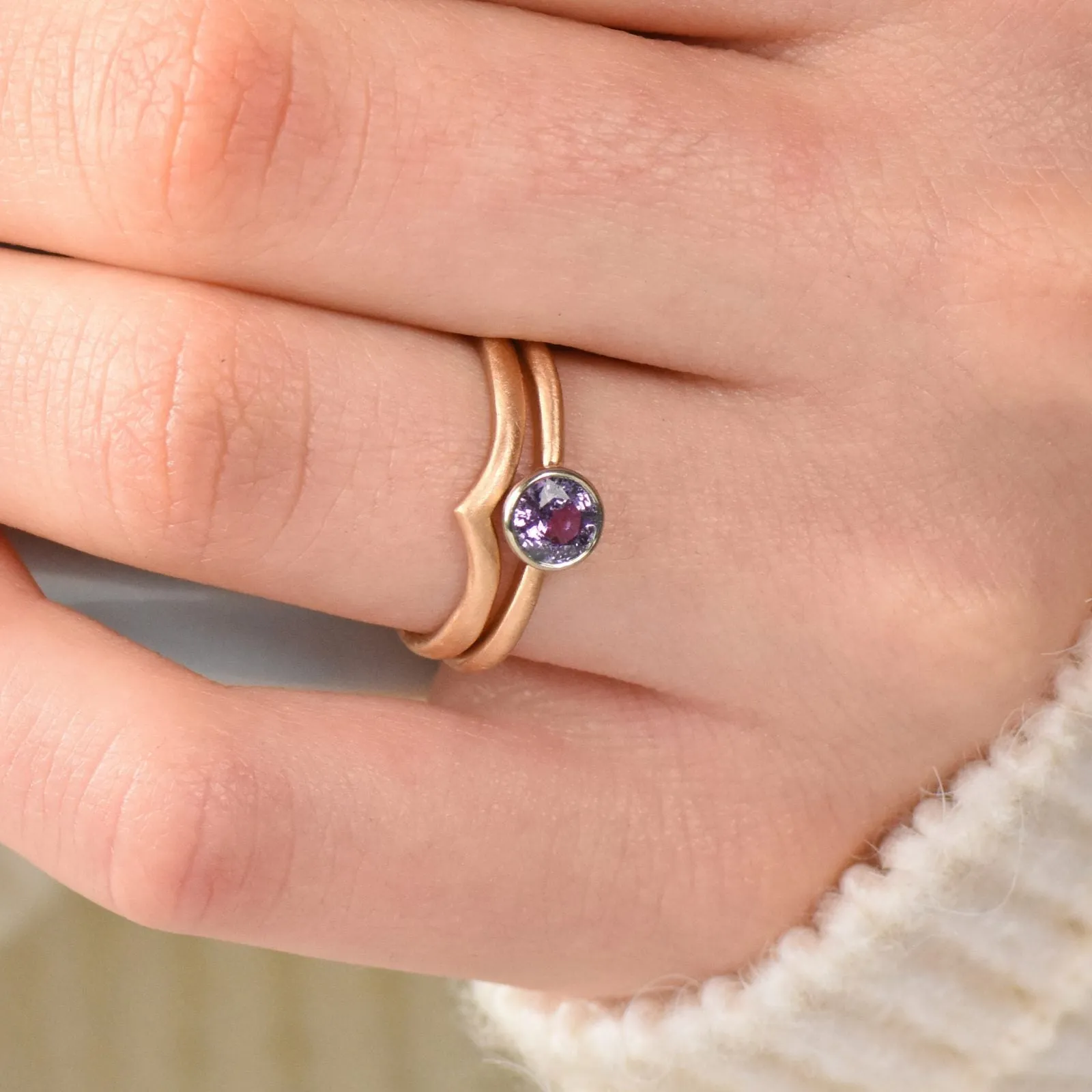 18ct Rose Gold Plain Wishbone Wedding Ring