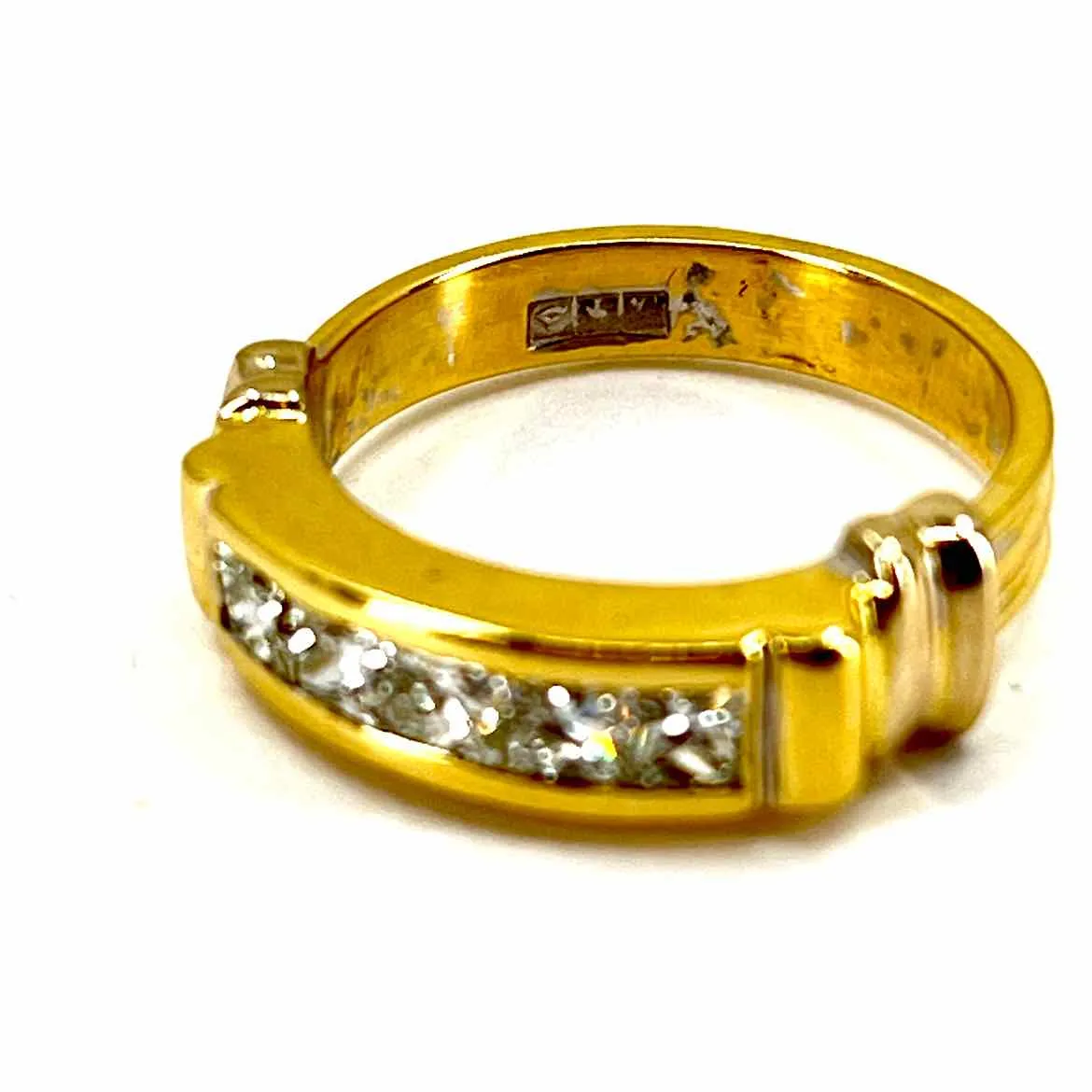 18K Gold Diamond Band Ring - 075 ct - Size 7 - Yellow  White - Elegant Luxurious and Timeless Design