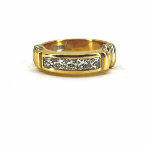 18K Gold Diamond Band Ring - 075 ct - Size 7 - Yellow  White - Elegant Luxurious and Timeless Design