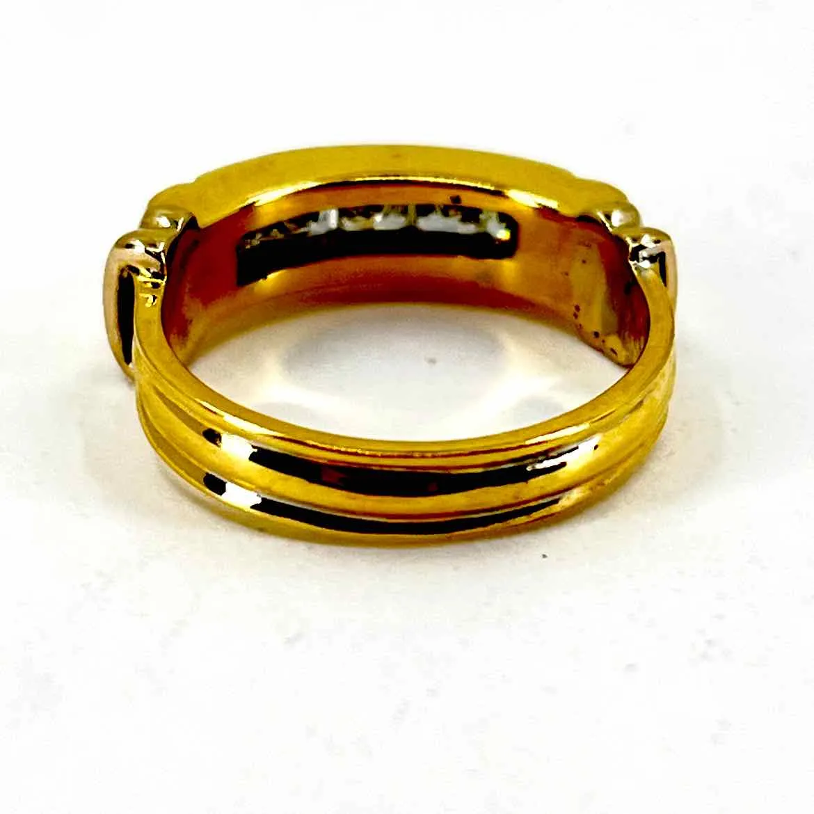 18K Gold Diamond Band Ring - 075 ct - Size 7 - Yellow  White - Elegant Luxurious and Timeless Design