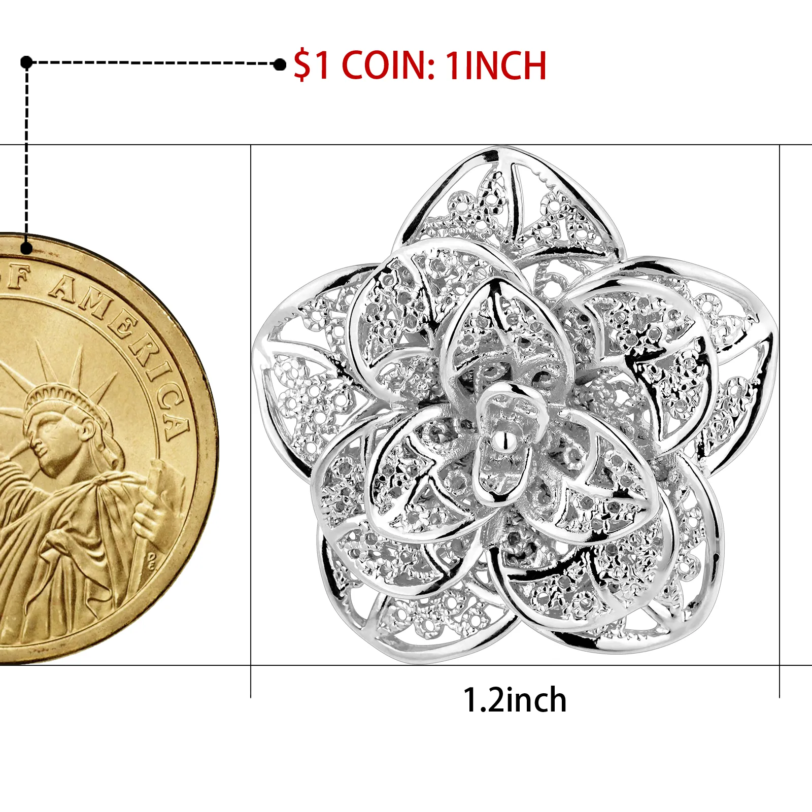 18K gold Metal Flower lapel Pins Brooch for Men and Women, Suits accessories for wedding business.