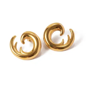 18K Gold Plated Wave Shell Inlaid Earrings
