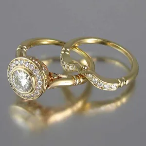 2PC Bridal Ring Sets Romantic Proposal Wedding Rings For Women