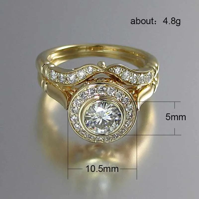 2PC Bridal Ring Sets Romantic Proposal Wedding Rings For Women