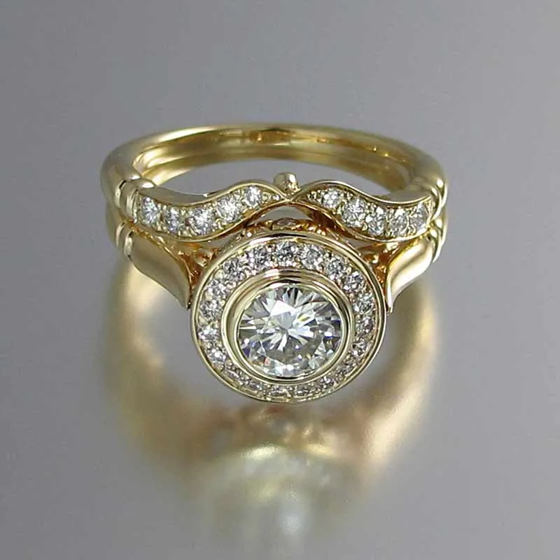 2PC Bridal Ring Sets Romantic Proposal Wedding Rings For Women