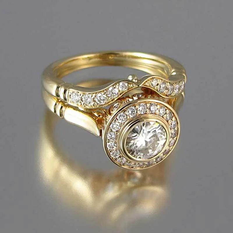 2PC Bridal Ring Sets Romantic Proposal Wedding Rings For Women
